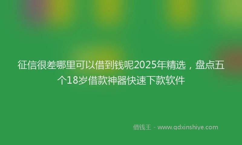 征信很差哪里可以借到钱呢2025年精选，盘点五个18岁借款神器快速下款软件