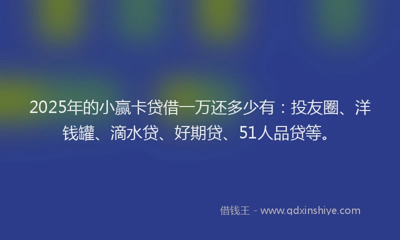 2025年的小赢卡贷借一万还多少有：投友圈、洋钱罐、滴水贷、好期贷、51人品贷等。