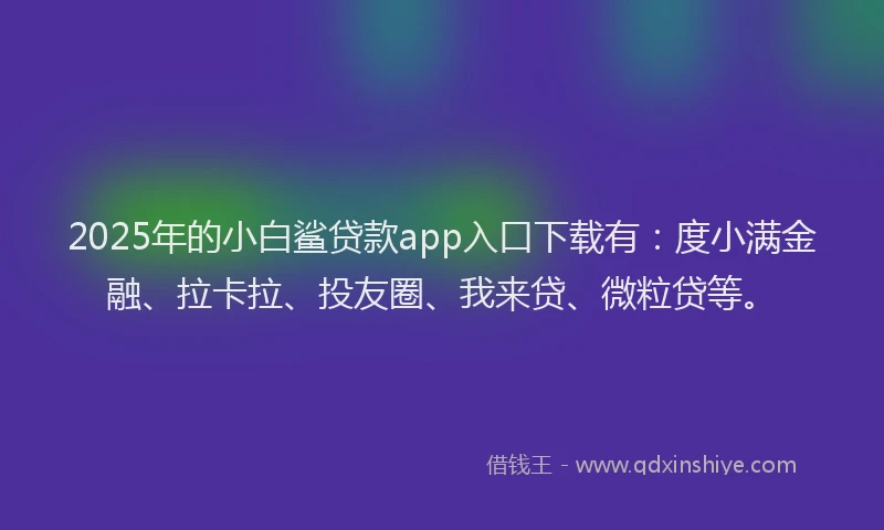 2025年的小白鲨贷款app入口下载有：度小满金融、拉卡拉、投友圈、我来贷、微粒贷等。