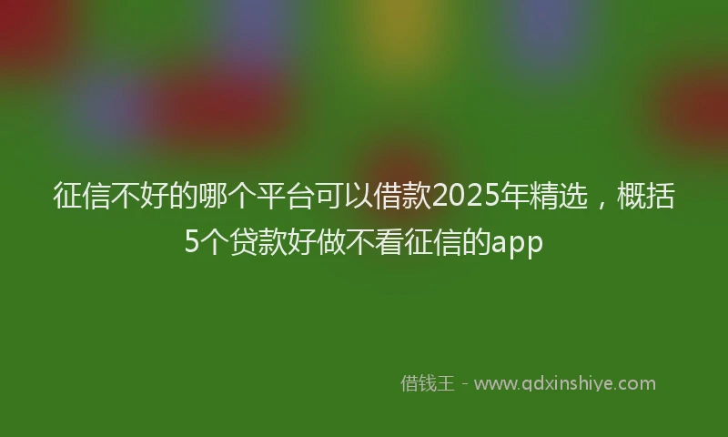 征信不好的哪个平台可以借款2025年精选，概括5个贷款好做不看征信的app