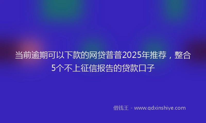 当前逾期可以下款的网贷普普2025年推荐，整合5个不上征信报告的贷款口子