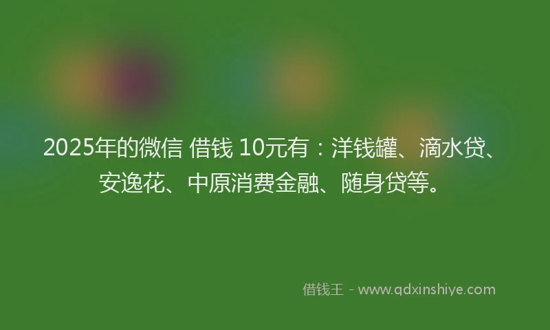2025年的微信 借钱 10元有：洋钱罐、滴水贷、安逸花、中原消费金融、随身贷等。