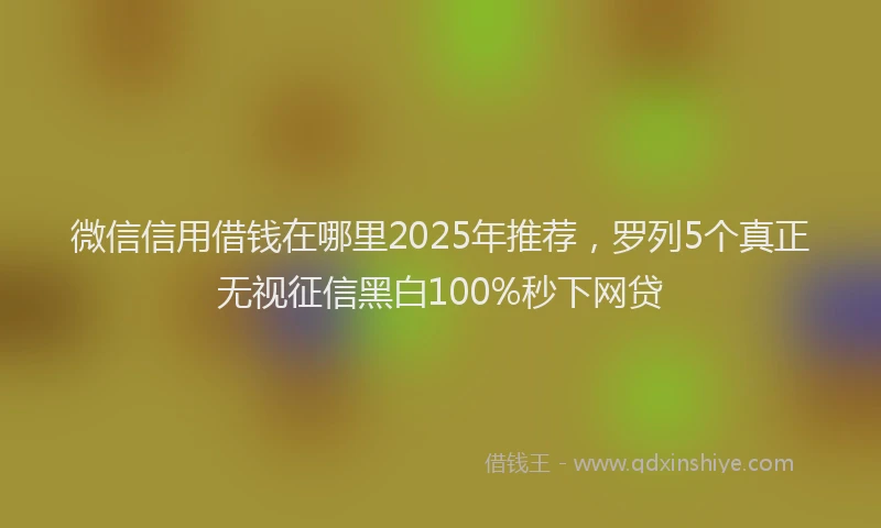 微信信用借钱在哪里2025年推荐，罗列5个真正无视征信黑白100%秒下网贷