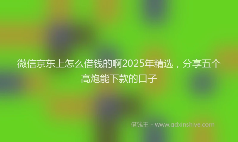 微信京东上怎么借钱的啊2025年精选，分享五个高炮能下款的口子