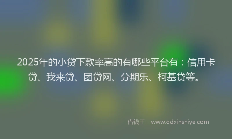 2025年的小贷下款率高的有哪些平台有：信用卡贷、我来贷、团贷网、分期乐、柯基贷等。