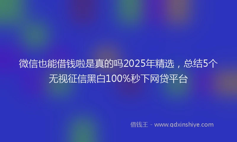 微信也能借钱啦是真的吗2025年精选，总结5个无视征信黑白100%秒下网贷平台