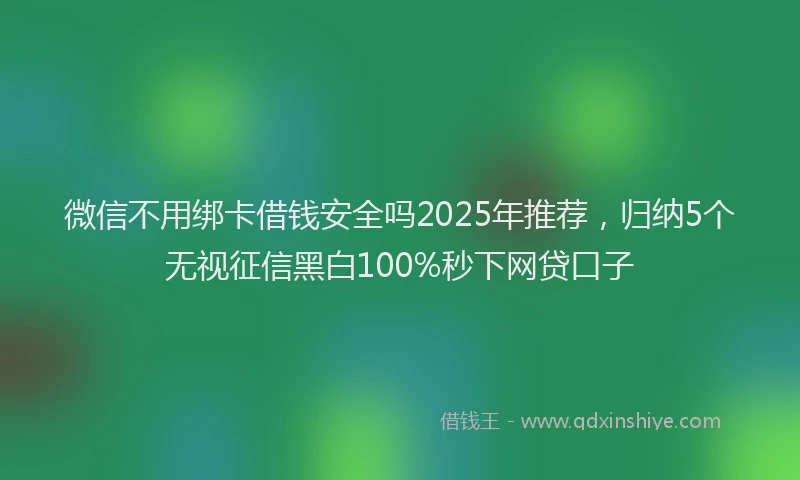 微信不用绑卡借钱安全吗2025年推荐，归纳5个无视征信黑白100%秒下网贷口子