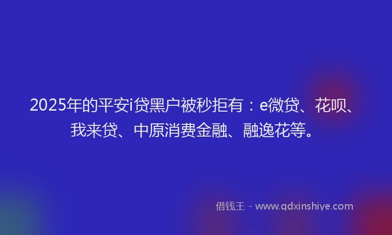 2025年的平安i贷黑户被秒拒有：e微贷、花呗、我来贷、中原消费金融、融逸花等。