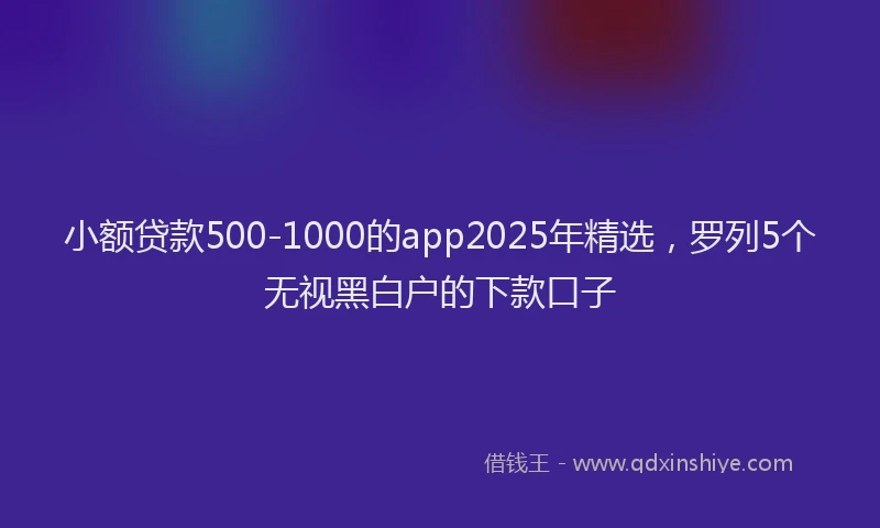小额贷款500-1000的app2025年精选，罗列5个无视黑白户的下款口子
