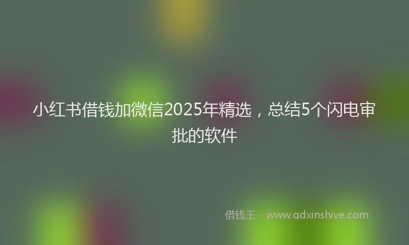 小红书借钱加微信2025年精选，总结5个闪电审批的软件