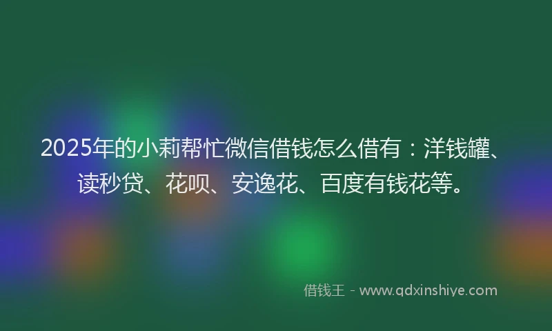 2025年的小莉帮忙微信借钱怎么借有：洋钱罐、读秒贷、花呗、安逸花、百度有钱花等。