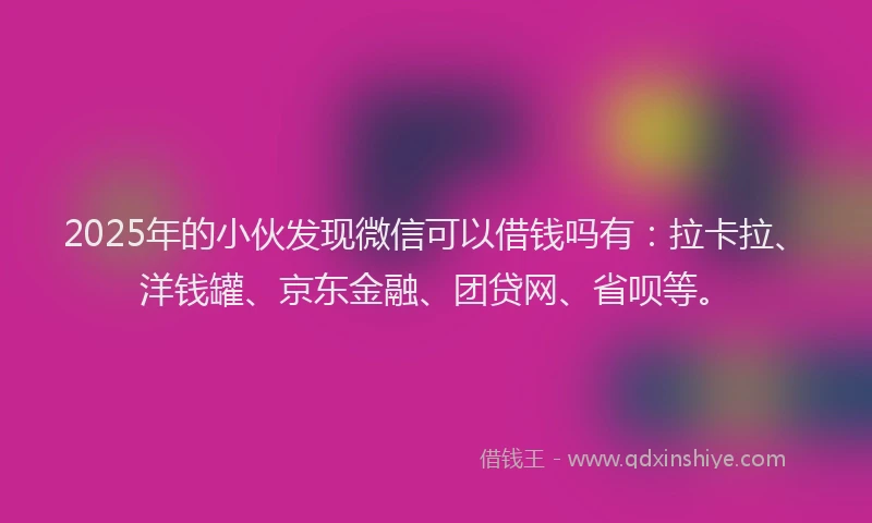 2025年的小伙发现微信可以借钱吗有：拉卡拉、洋钱罐、京东金融、团贷网、省呗等。
