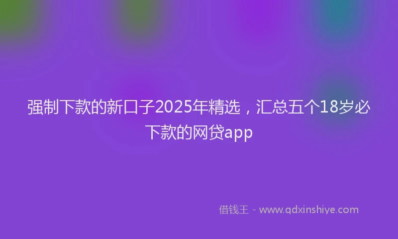 强制下款的新口子2025年精选，汇总五个18岁必下款的网贷app