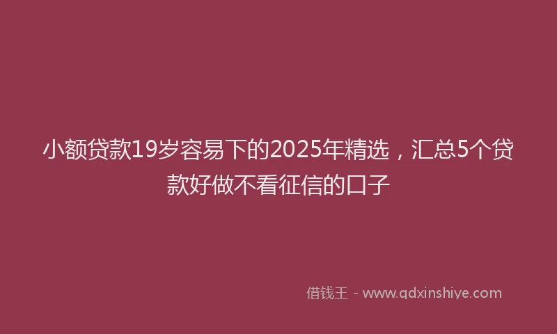 小额贷款19岁容易下的2025年精选，汇总5个贷款好做不看征信的口子