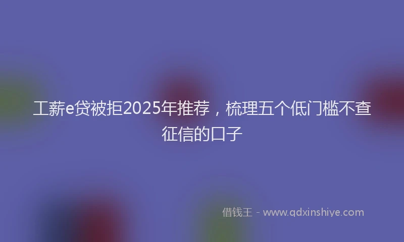 工薪e贷被拒2025年推荐，梳理五个低门槛不查征信的口子