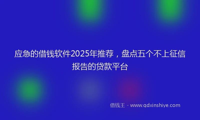 应急的借钱软件2025年推荐，盘点五个不上征信报告的贷款平台