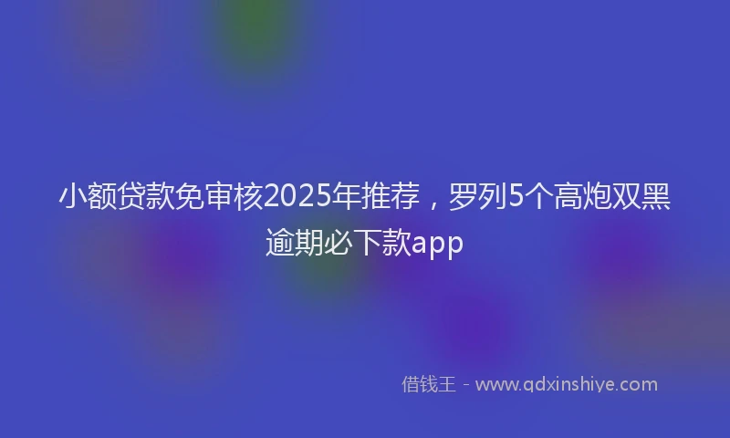 小额贷款免审核2025年推荐，罗列5个高炮双黑逾期必下款app