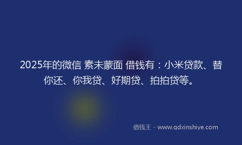 2025年的微信 素未蒙面 借钱有：小米贷款、替你还、你我贷、好期贷、拍拍贷等。