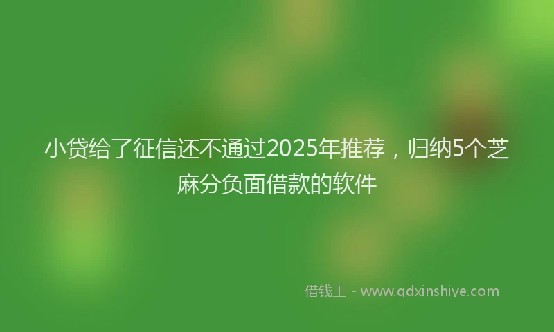 小贷给了征信还不通过2025年推荐，归纳5个芝麻分负面借款的软件