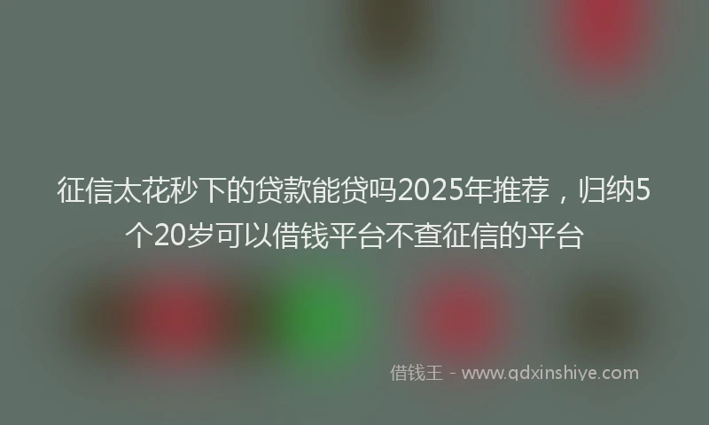征信太花秒下的贷款能贷吗2025年推荐，归纳5个20岁可以借钱平台不查征信的平台