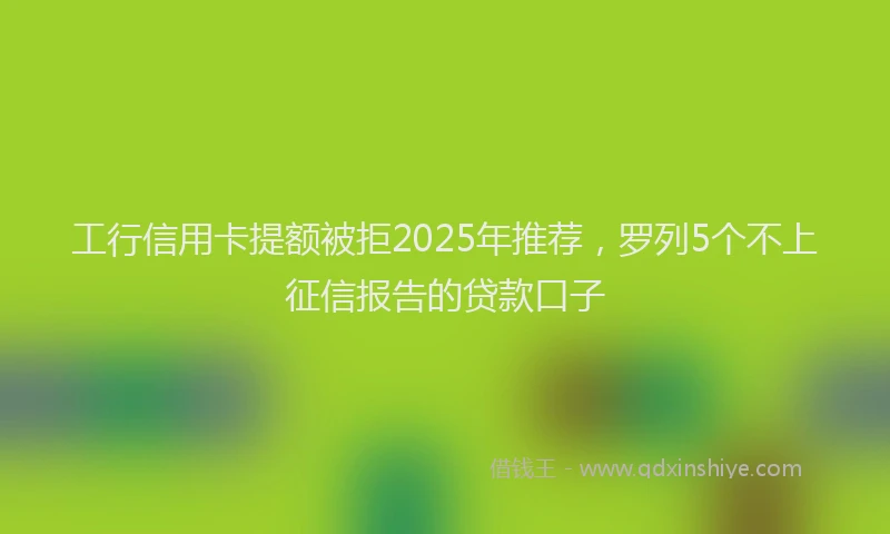 工行信用卡提额被拒2025年推荐，罗列5个不上征信报告的贷款口子