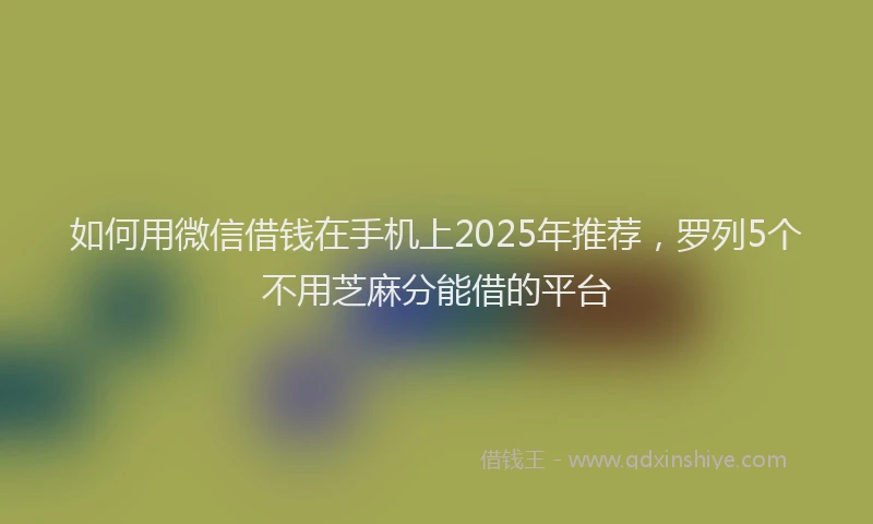 如何用微信借钱在手机上2025年推荐，罗列5个不用芝麻分能借的平台