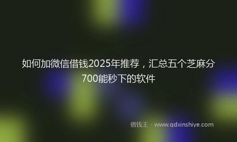 如何加微信借钱2025年推荐，汇总五个芝麻分700能秒下的软件
