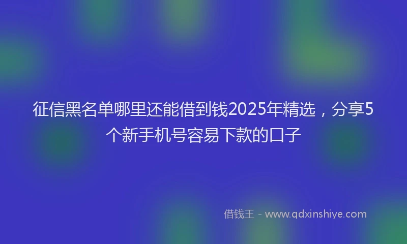 征信黑名单哪里还能借到钱2025年精选，分享5个新手机号容易下款的口子