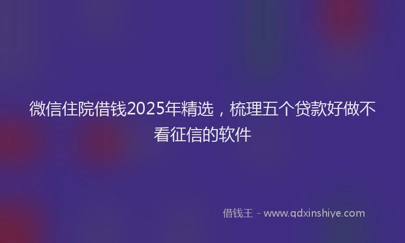 微信住院借钱2025年精选，梳理五个贷款好做不看征信的软件