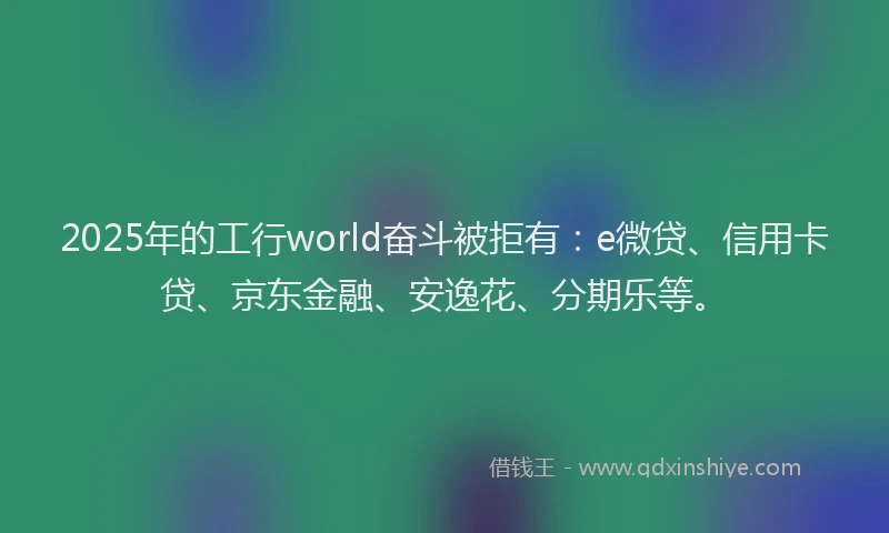 2025年的工行world奋斗被拒有：e微贷、信用卡贷、京东金融、安逸花、分期乐等。
