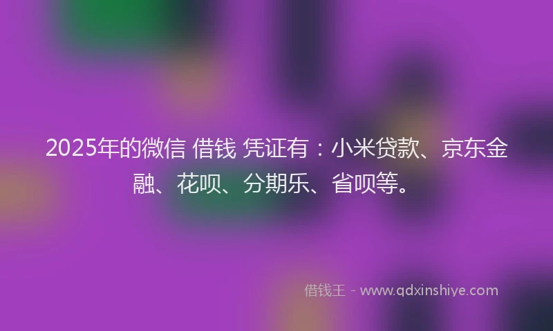 2025年的微信 借钱 凭证有：小米贷款、京东金融、花呗、分期乐、省呗等。