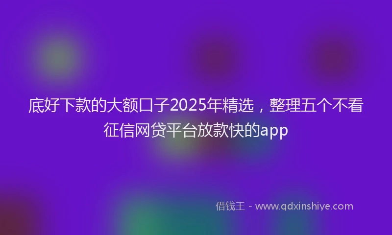 底好下款的大额口子2025年精选，整理五个不看征信网贷平台放款快的app