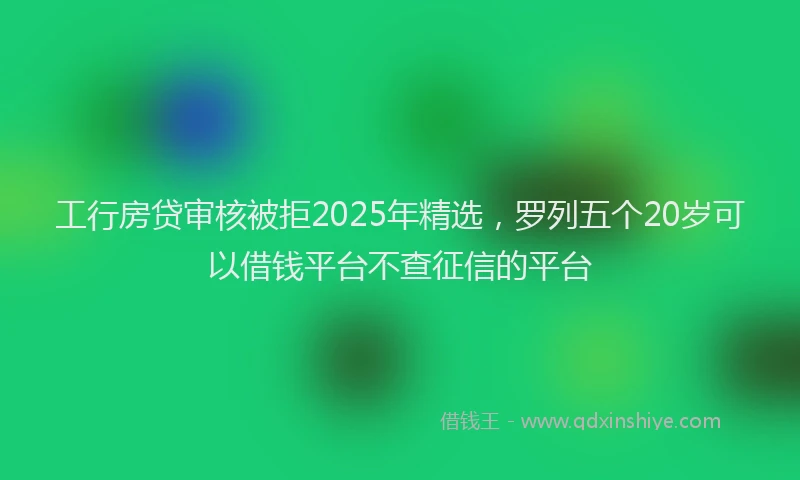 工行房贷审核被拒2025年精选，罗列五个20岁可以借钱平台不查征信的平台
