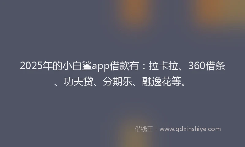2025年的小白鲨app借款有：拉卡拉、360借条、功夫贷、分期乐、融逸花等。