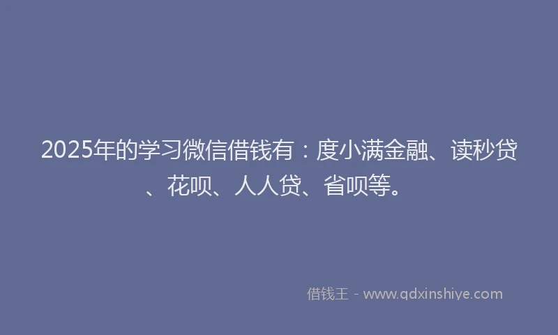 2025年的学习微信借钱有：度小满金融、读秒贷、花呗、人人贷、省呗等。