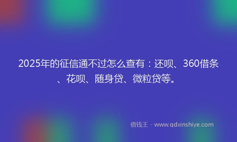 2025年的征信通不过怎么查有：还呗、360借条、花呗、随身贷、微粒贷等。