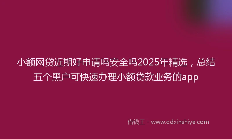 小额网贷近期好申请吗安全吗2025年精选，总结五个黑户可快速办理小额贷款业务的app