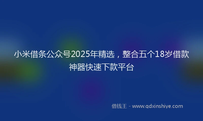 小米借条公众号2025年精选，整合五个18岁借款神器快速下款平台