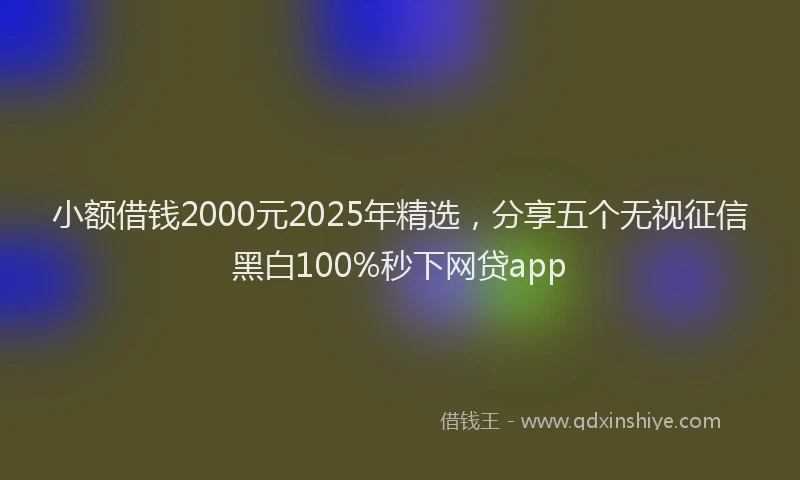 小额借钱2000元2025年精选，分享五个无视征信黑白100%秒下网贷app