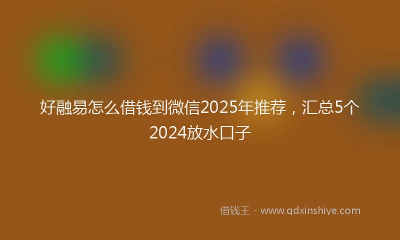 好融易怎么借钱到微信2025年推荐，汇总5个2024放水口子