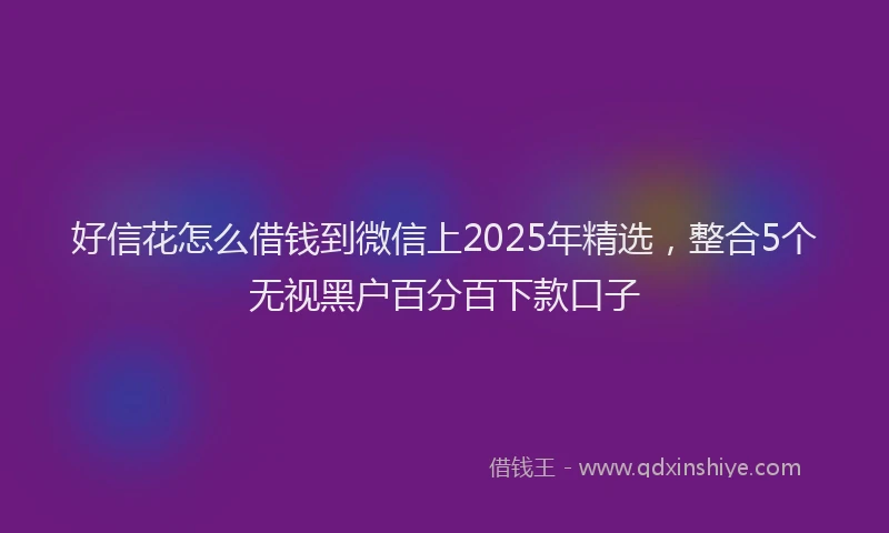 好信花怎么借钱到微信上2025年精选，整合5个无视黑户百分百下款口子