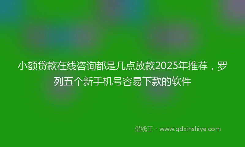 小额贷款在线咨询都是几点放款2025年推荐，罗列五个新手机号容易下款的软件