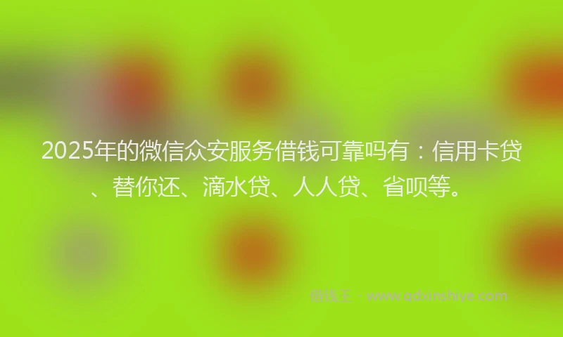 2025年的微信众安服务借钱可靠吗有：信用卡贷、替你还、滴水贷、人人贷、省呗等。