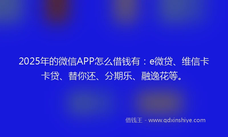 2025年的微信APP怎么借钱有：e微贷、维信卡卡贷、替你还、分期乐、融逸花等。