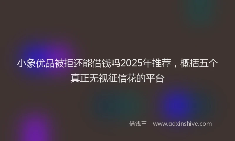 小象优品被拒还能借钱吗2025年推荐，概括五个真正无视征信花的平台