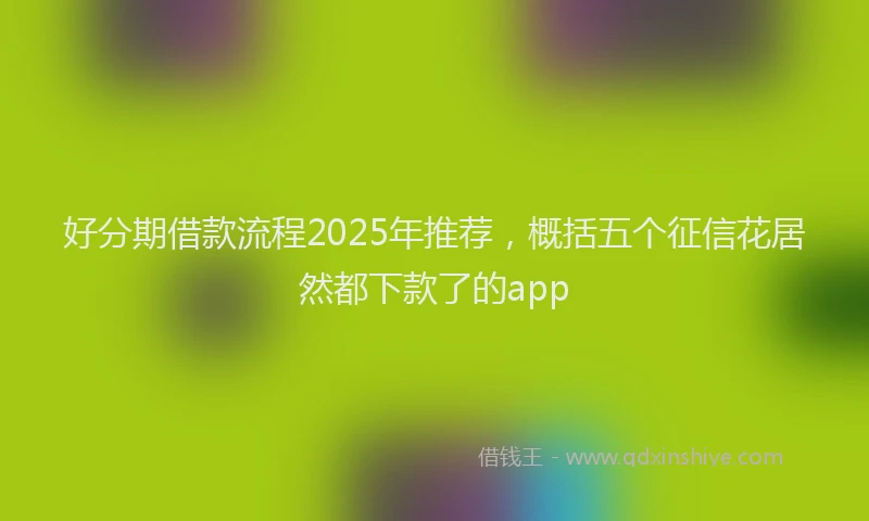 好分期借款流程2025年推荐，概括五个征信花居然都下款了的app