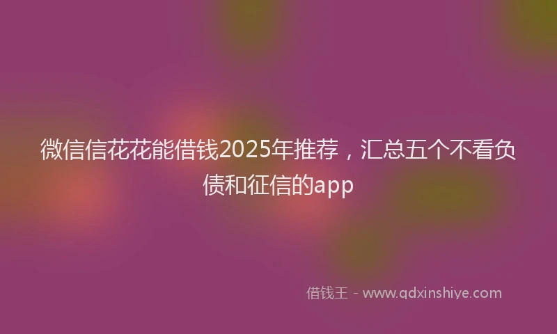 微信信花花能借钱2025年推荐，汇总五个不看负债和征信的app