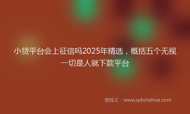 小贷平台会上征信吗2025年精选，概括五个无视一切是人就下款平台