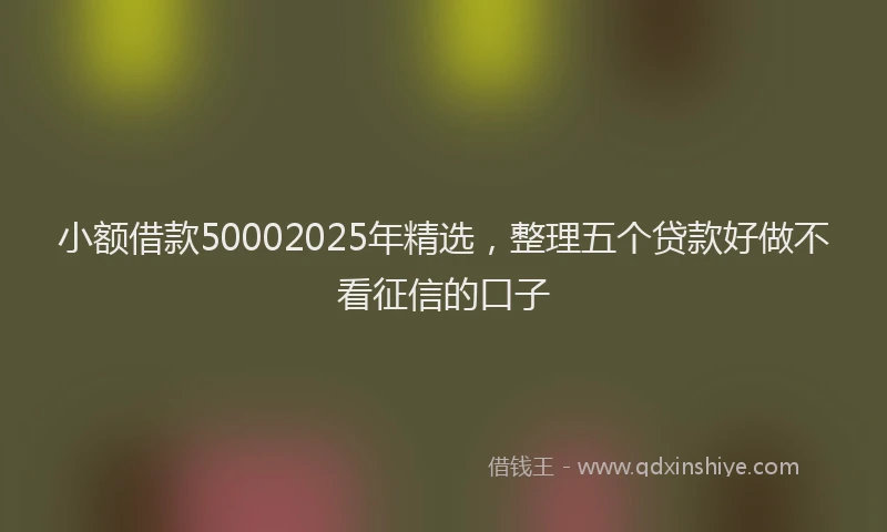 小额借款50002025年精选，整理五个贷款好做不看征信的口子