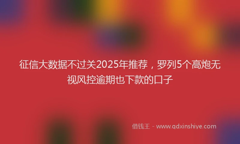 征信大数据不过关2025年推荐，罗列5个高炮无视风控逾期也下款的口子